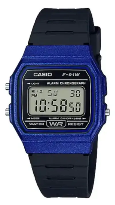 Reloj Casio F-91wm-2adf Vintage Bisel Azul - miniatura 1