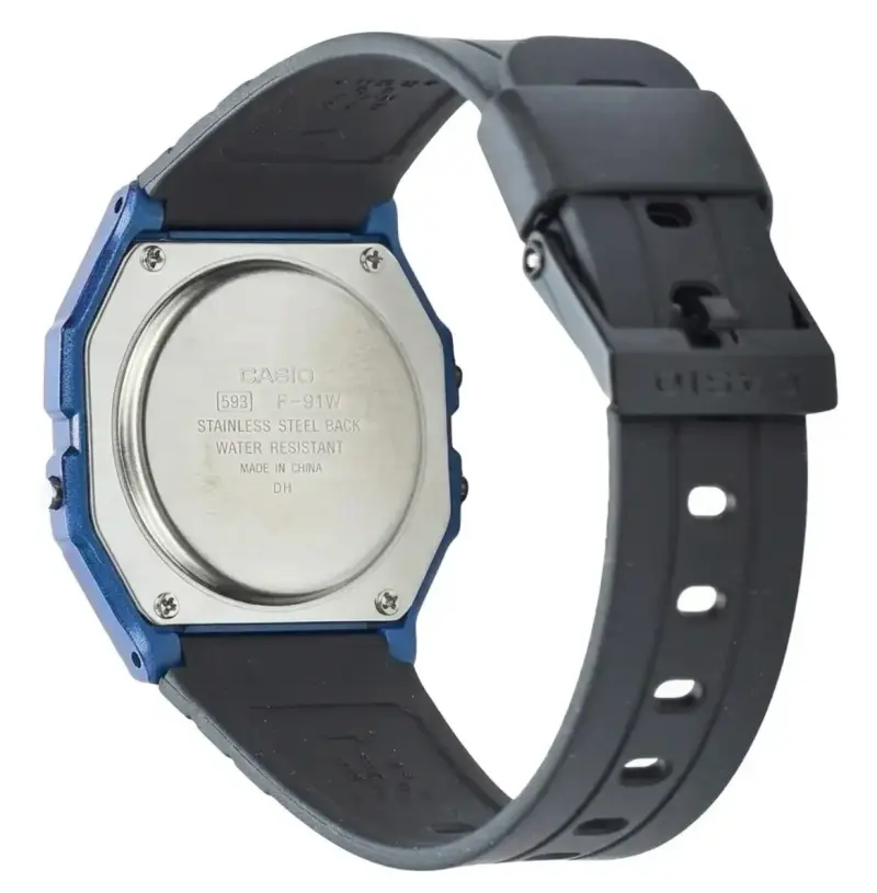 Reloj Casio F-91wm-2adf Vintage Bisel Azul - 3