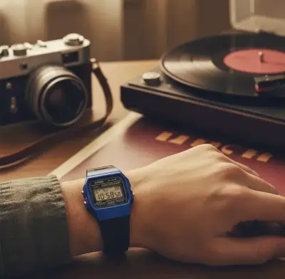 Reloj Casio F-91wm-2adf Vintage Bisel Azul - miniatura 4