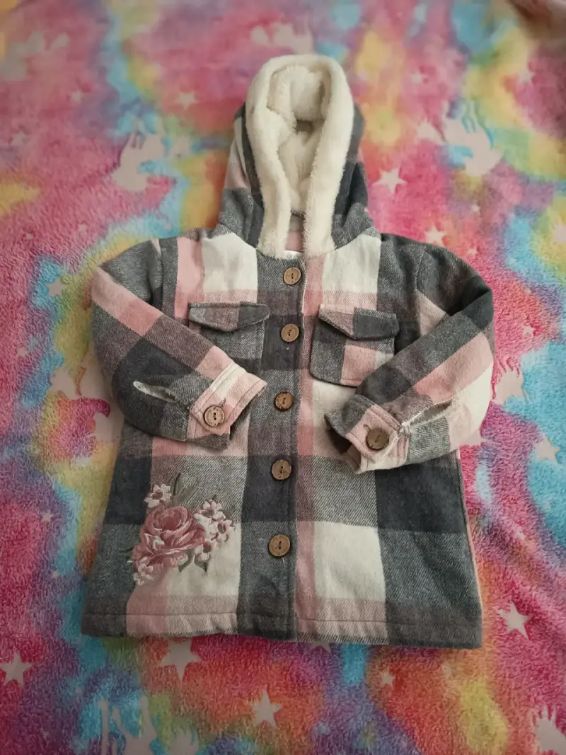 Chaleco rosado con capucha infantil - 3
