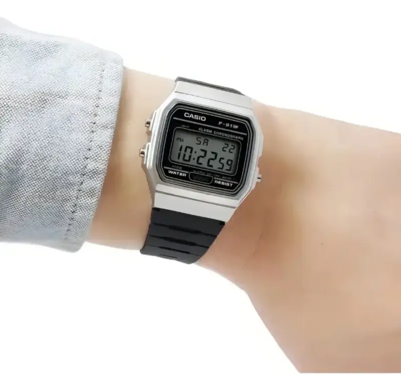 Reloj Casio F-91wm-7a Vintage Bisel Plateado - 3