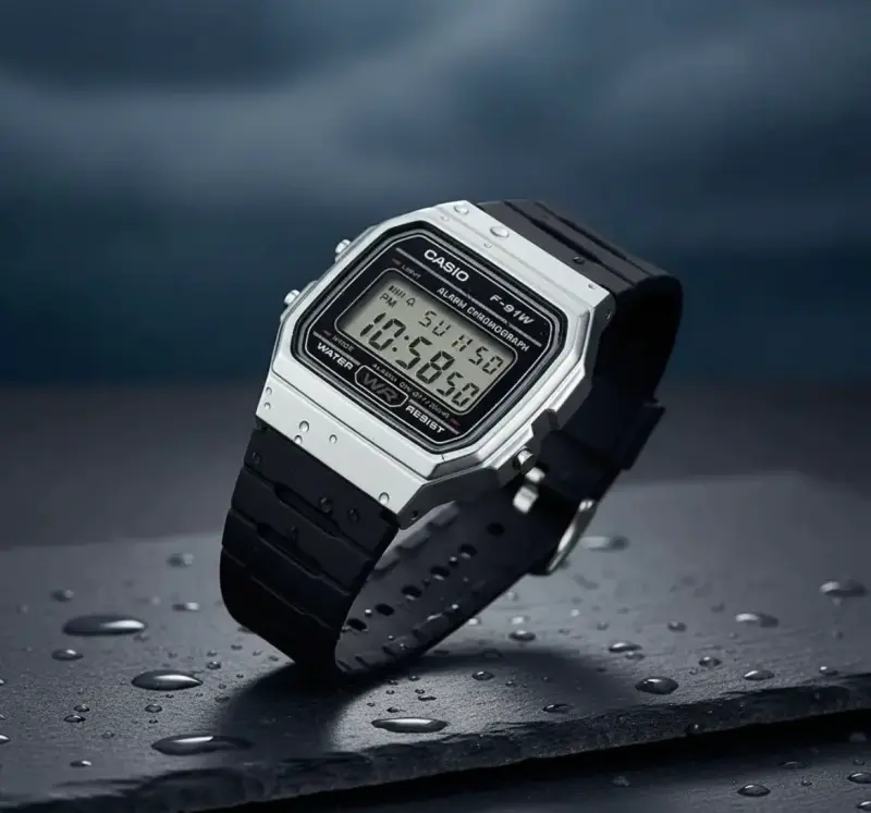 Reloj Casio F-91wm-7a Vintage Bisel Plateado - 5