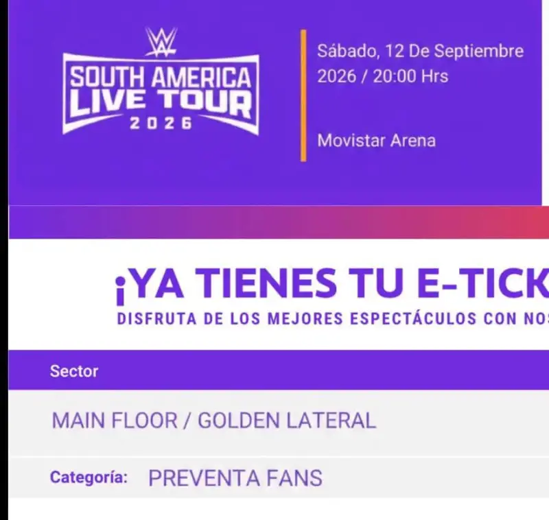 Entradas WWE South America Tour