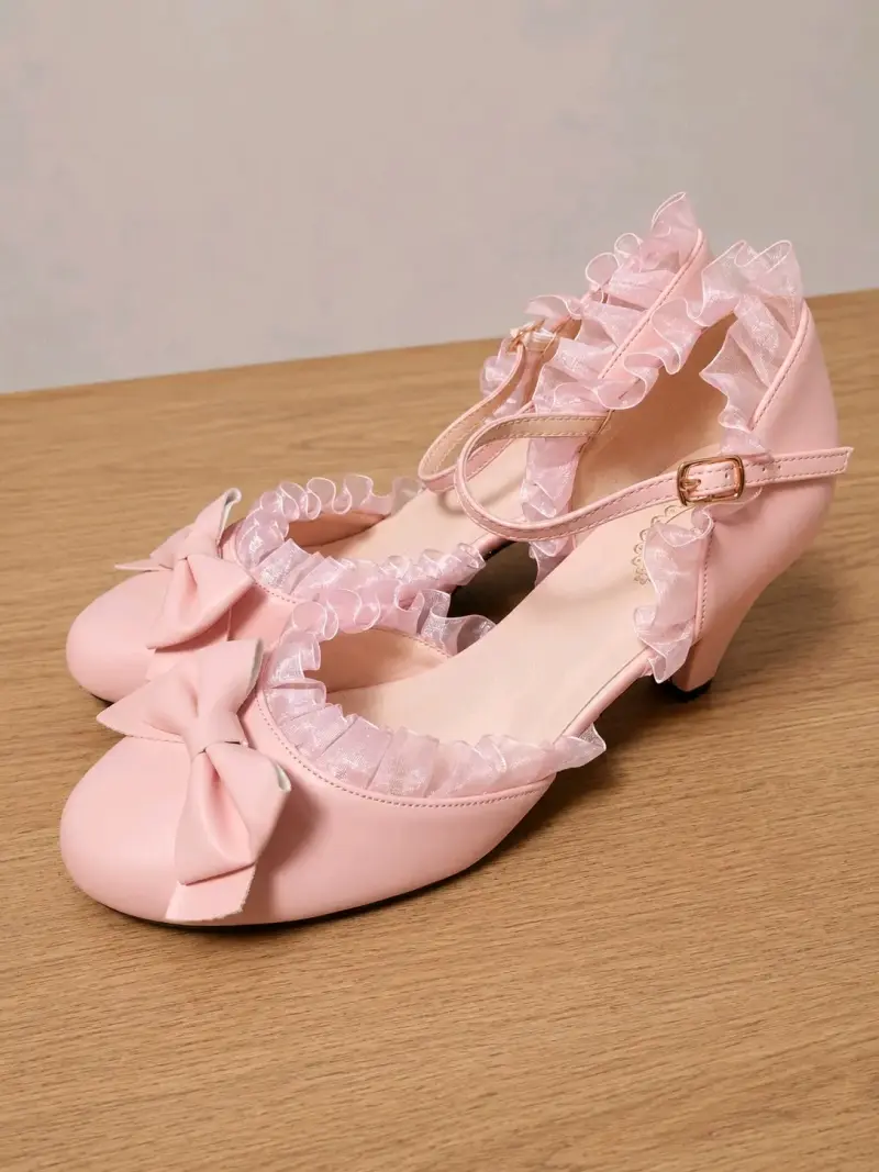 Tacones rosados con volantes - 3
