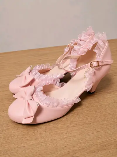 Tacones rosados con volantes - miniatura 3