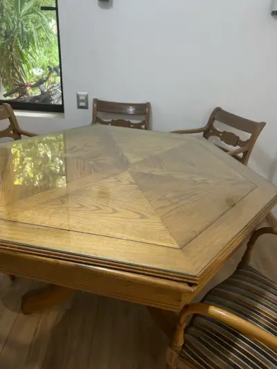 Mesa de juego de pocker vintage de madera - miniatura 4