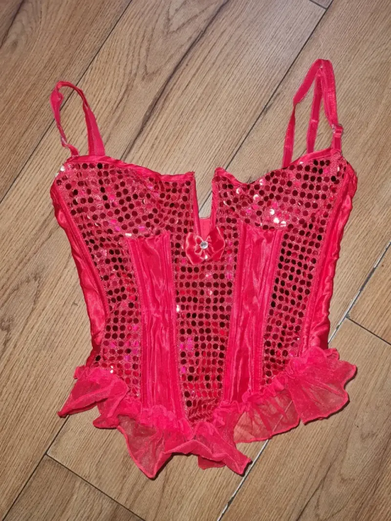 Corset rojo con lentejuelas XS/S