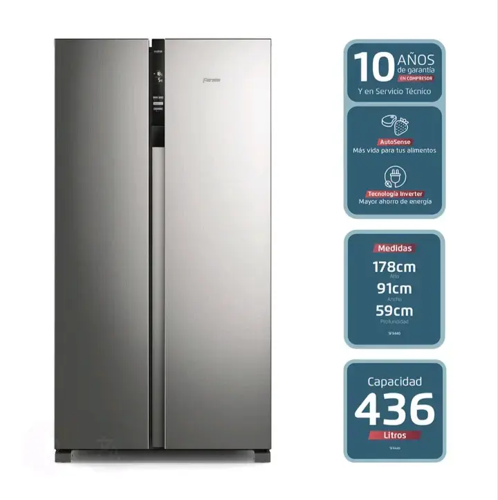 Refrigerador side by side plateado - 6