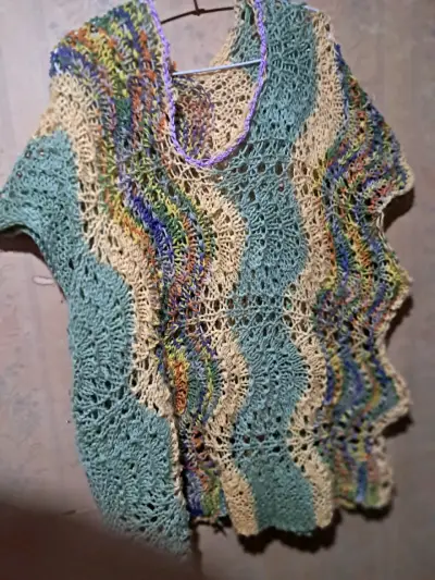 Poncho tejido multicolor - miniatura 1