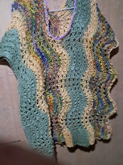 Poncho tejido multicolor - miniatura 2
