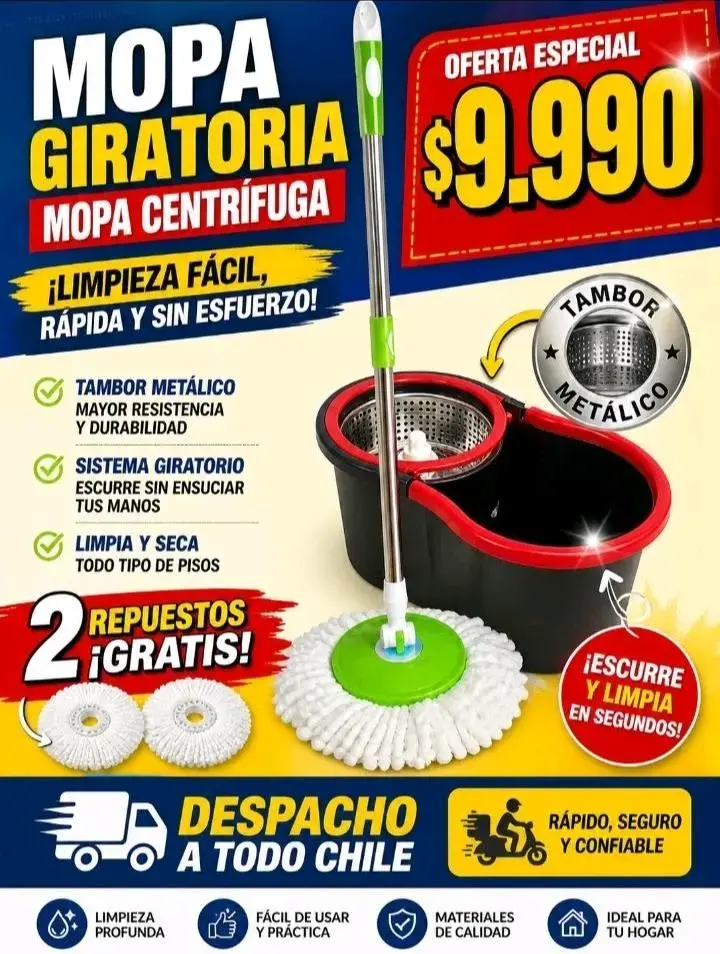 Mopa giratoria con tambor metálico