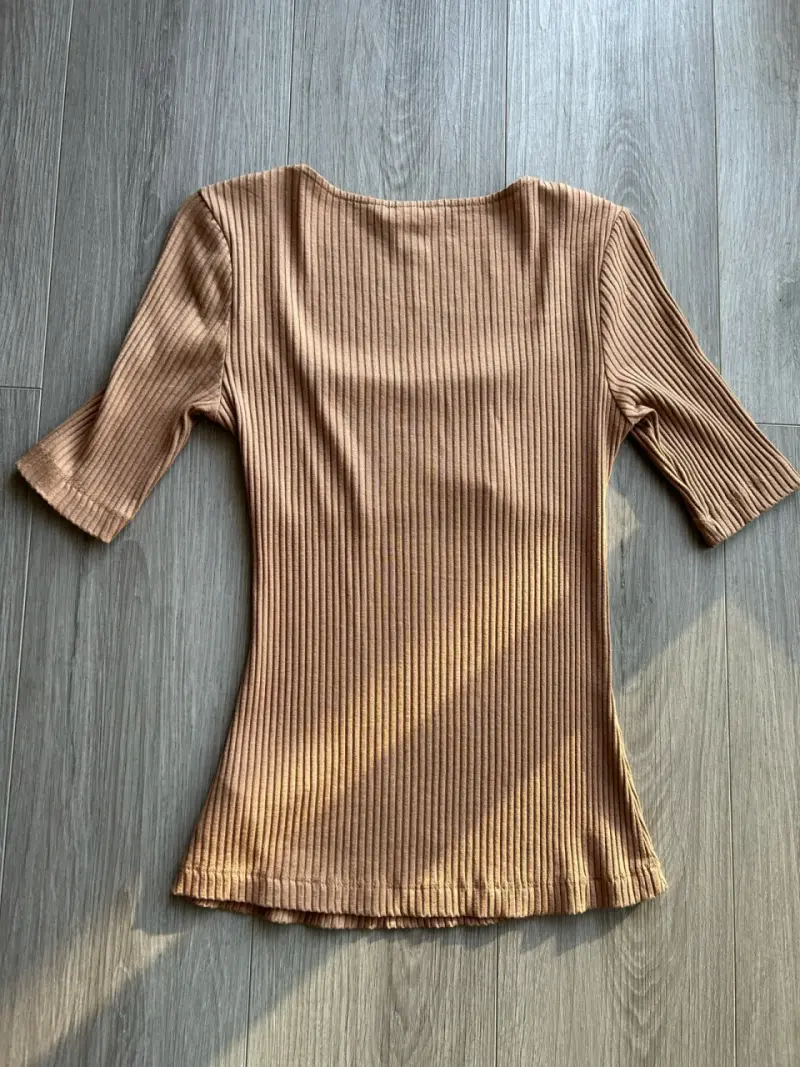 Polera beige de canalé - 3