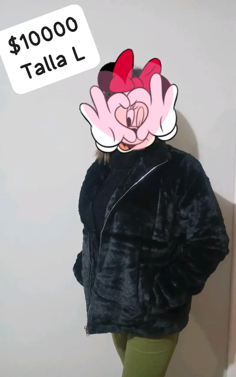 Abrigo de pelo negro talla L