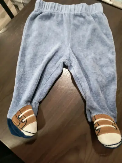 Pantalones bebé azul con pies - miniatura 1