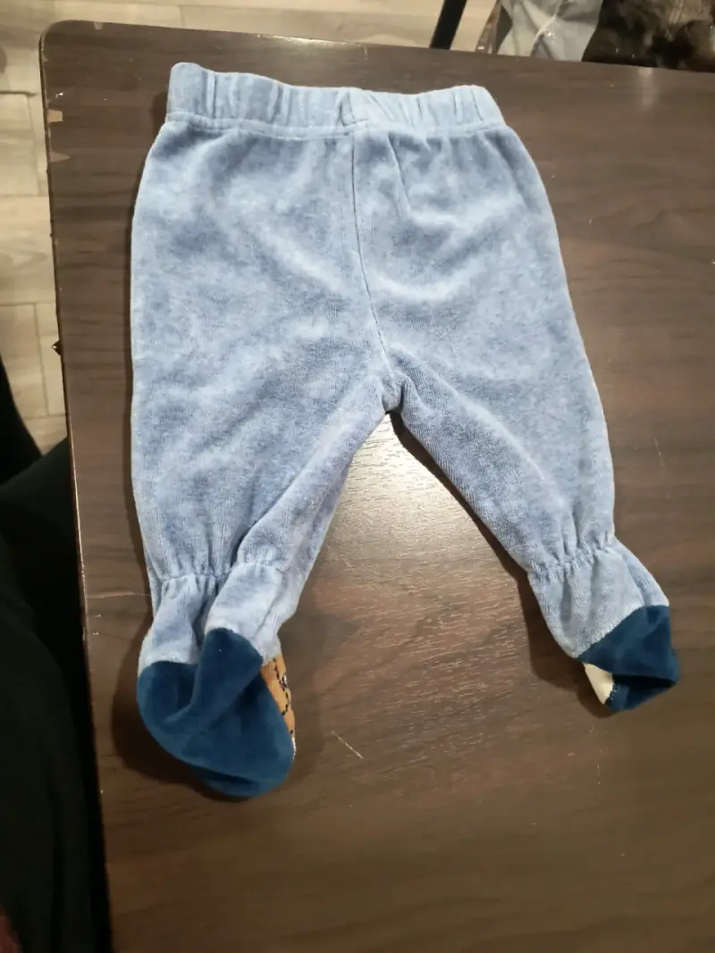 Pantalones bebé azul con pies - 2