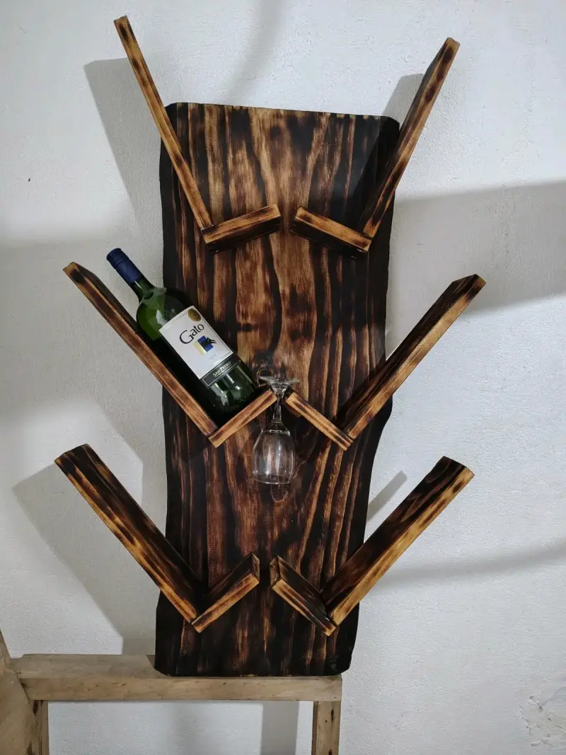 Botellero de madera rústico ( cava de vino) - 1