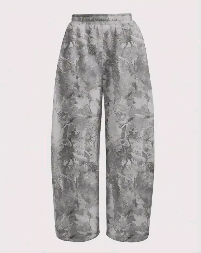 Pantalon holgado con estampado gris - 1