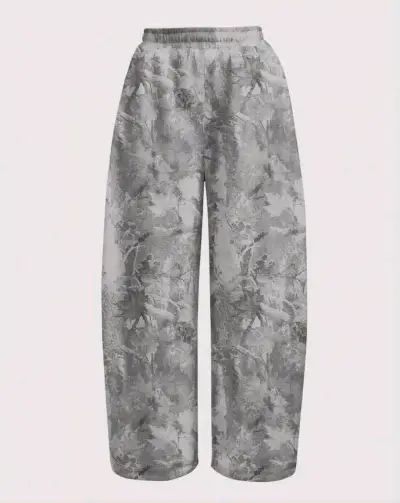 Pantalon holgado con estampado gris - miniatura 1
