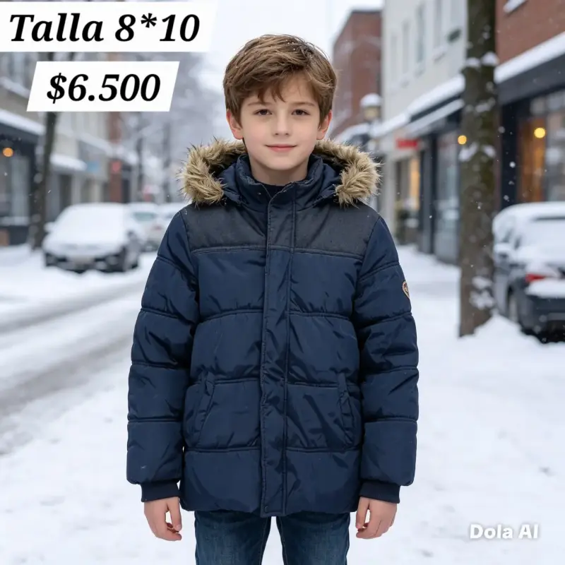 Parka infantil azul con capucha