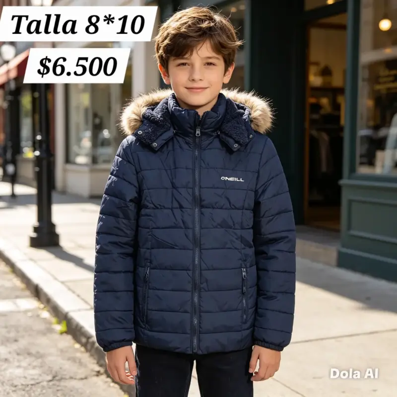 Parka azul con capucha
