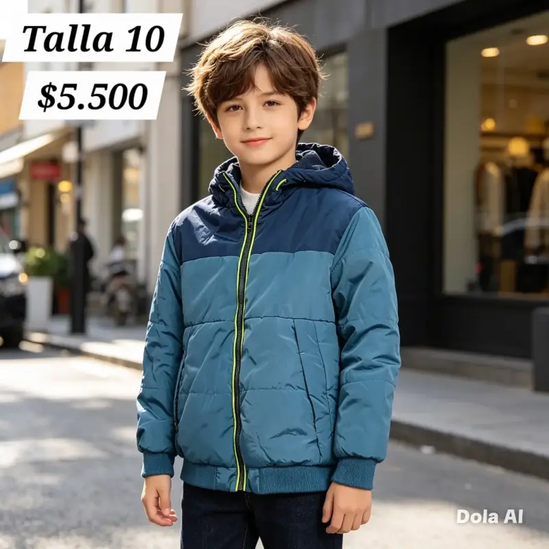 Parka bicolor azul /celeste para niño