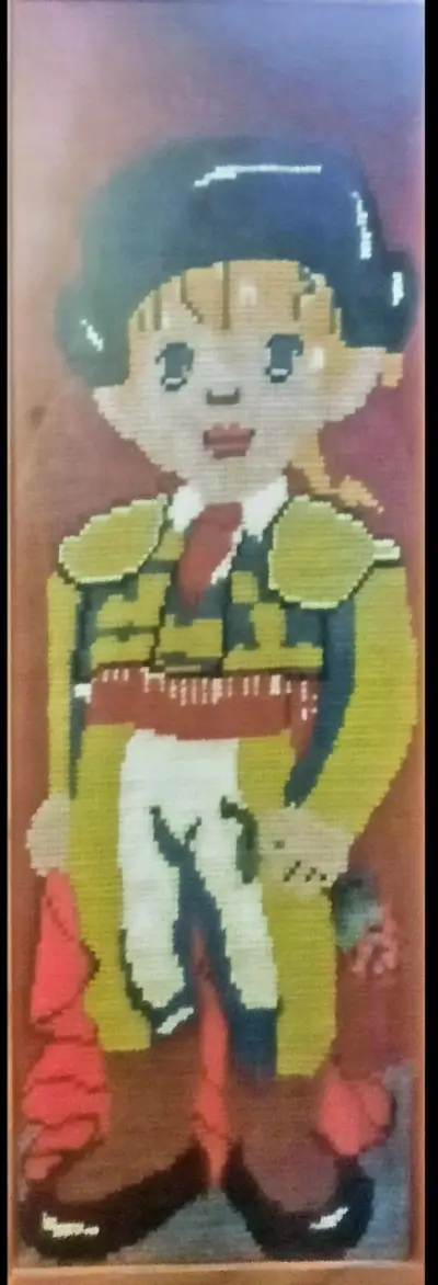 Cuadro bordado en punto cruz de torero - miniatura 1