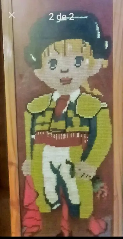 Cuadro bordado en punto cruz de torero - miniatura 3