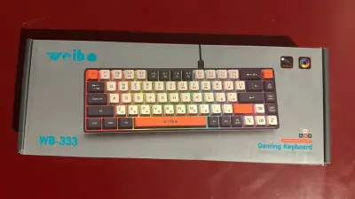 Teclado mecánico Weibo color crema y naranja - miniatura 2