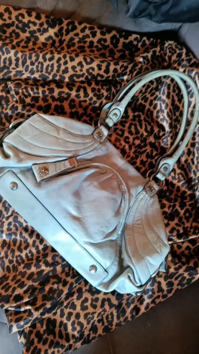 Cartera de cuero beige - miniatura 1