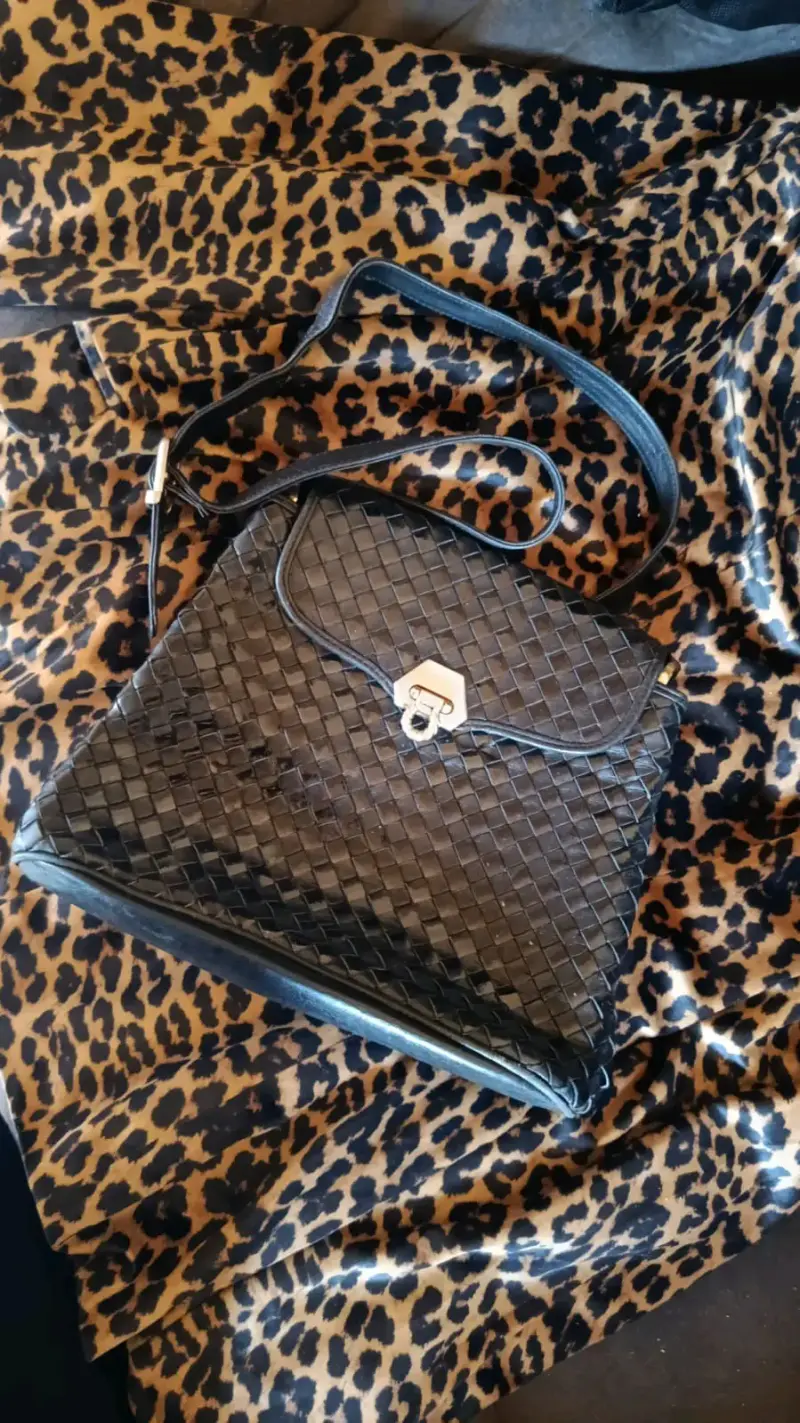 Cartera negra trenzada cuero - 1
