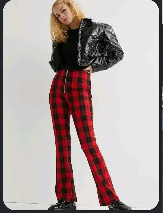 pantalón a cuadros rojo H&M - 1