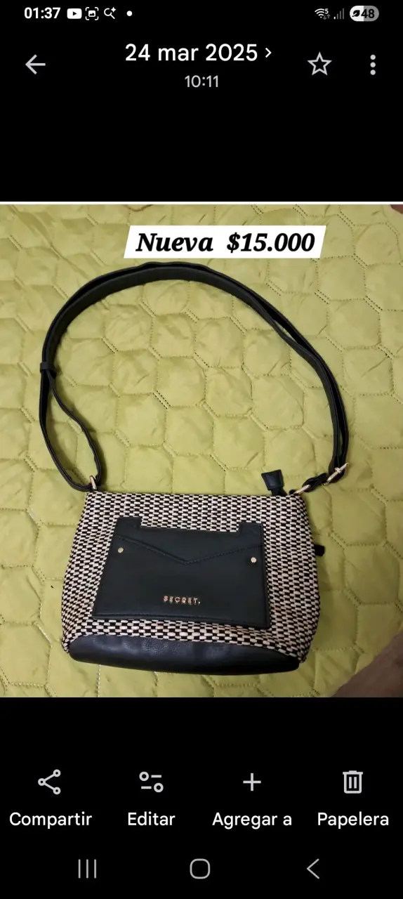 Cartera bandolera negra con blanco. Secret - 1