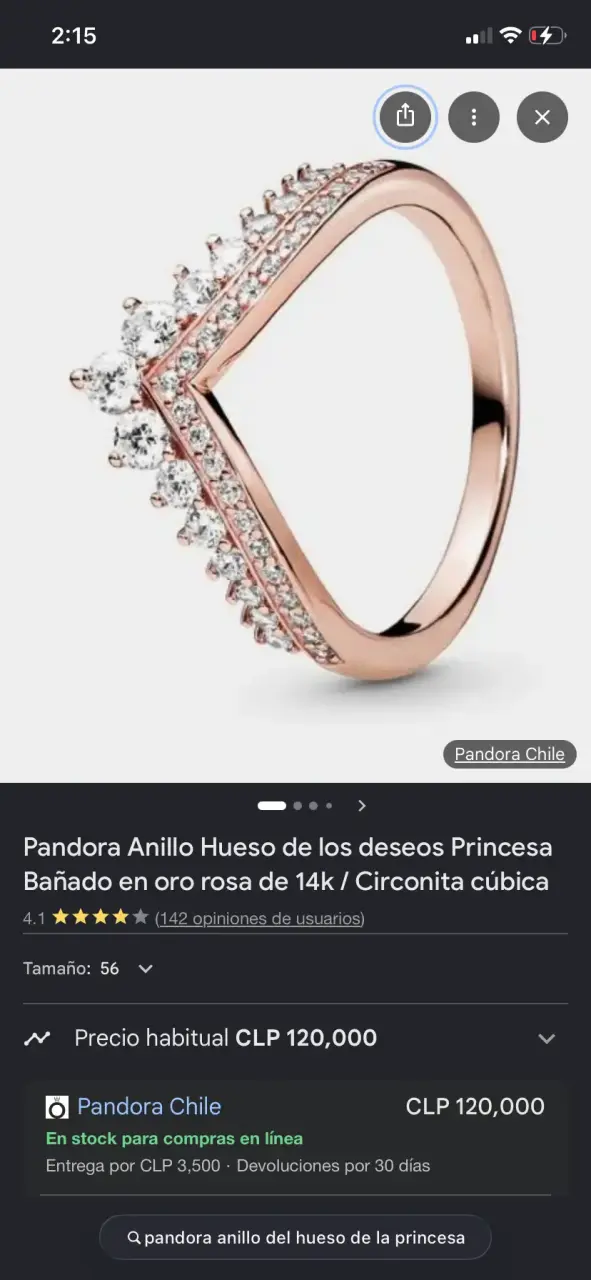 Anillo Pandora dorado con circonitas - 4