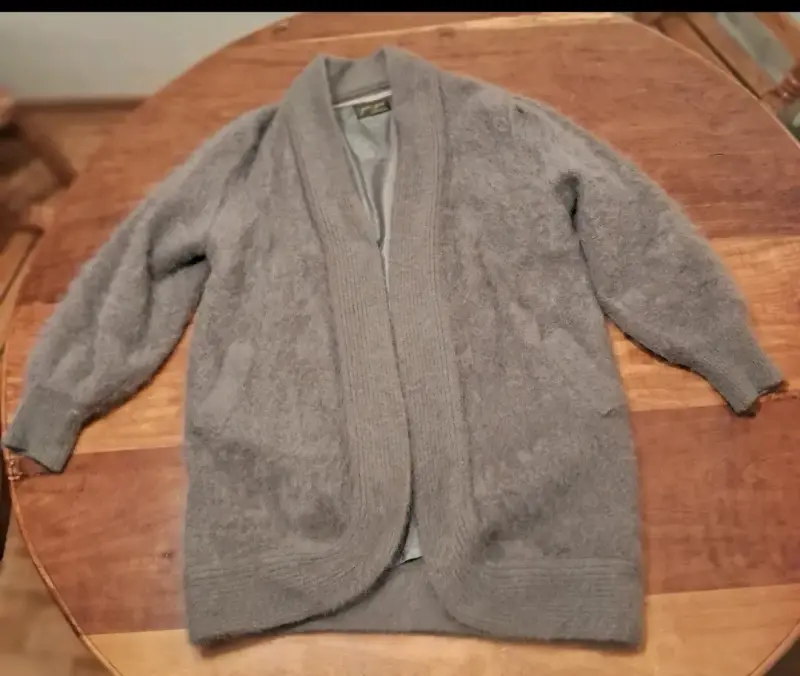 Abrigo  de angora gris de lana - 1