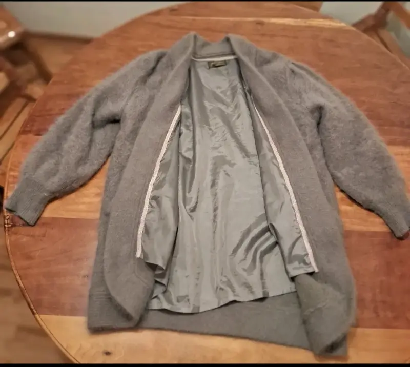 Abrigo  de angora gris de lana - 2