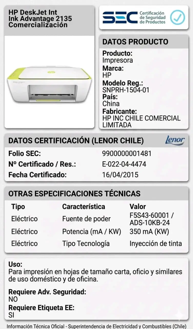 Impresora HP DeskJet 2135