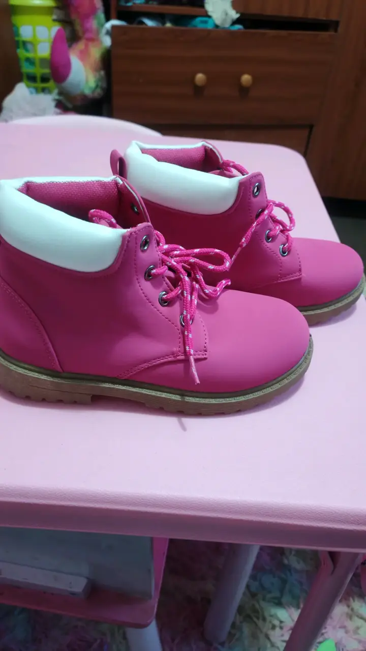 Botas rosas con cordones - 2