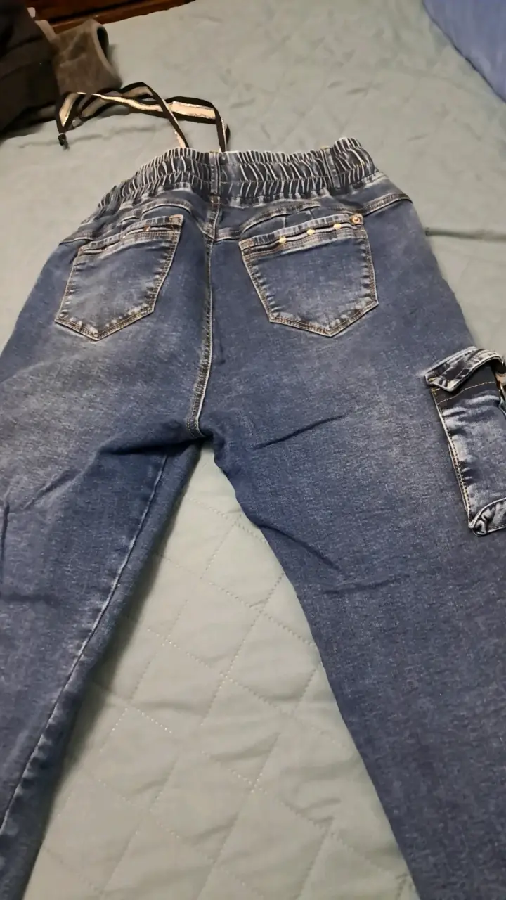 Jeans cargo azul para mujer - 3