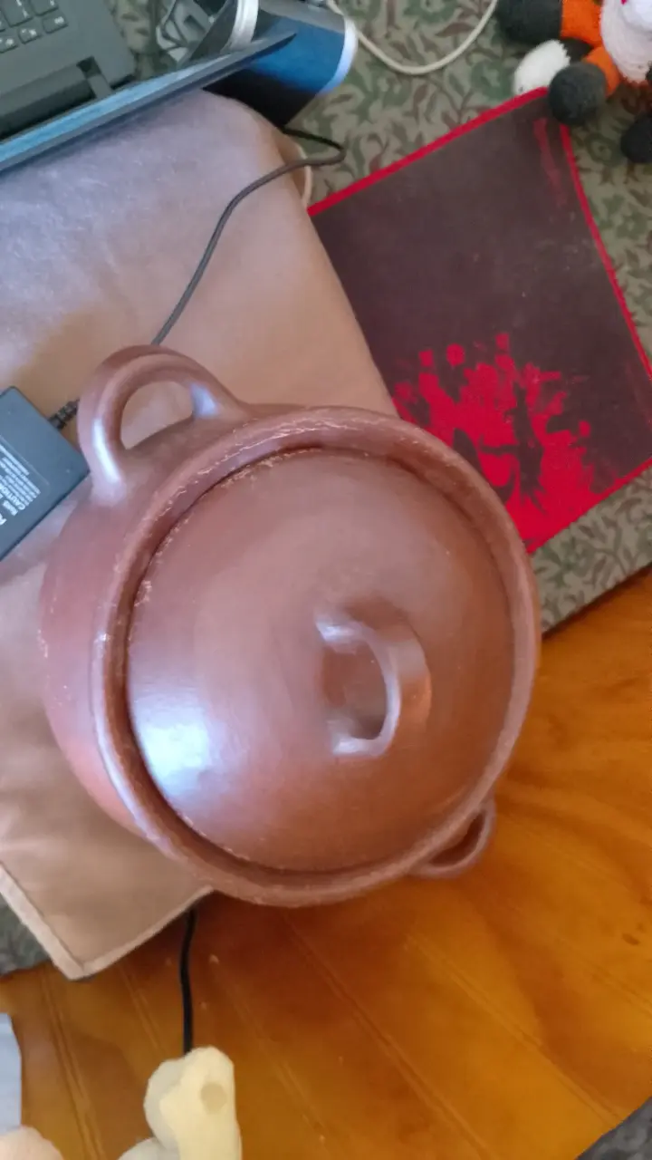 Olla de greda con tapa