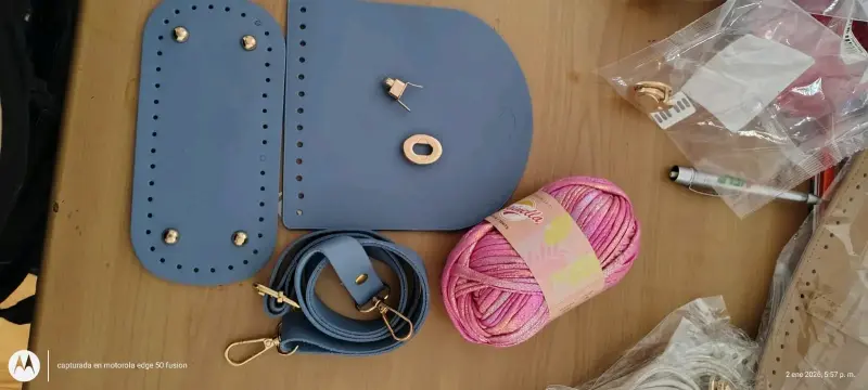 Kit para bolso DIY azul y rosa - 1