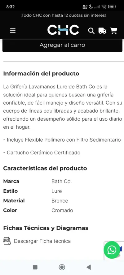 Grifería Lavamanos Lure plateada - miniatura 2