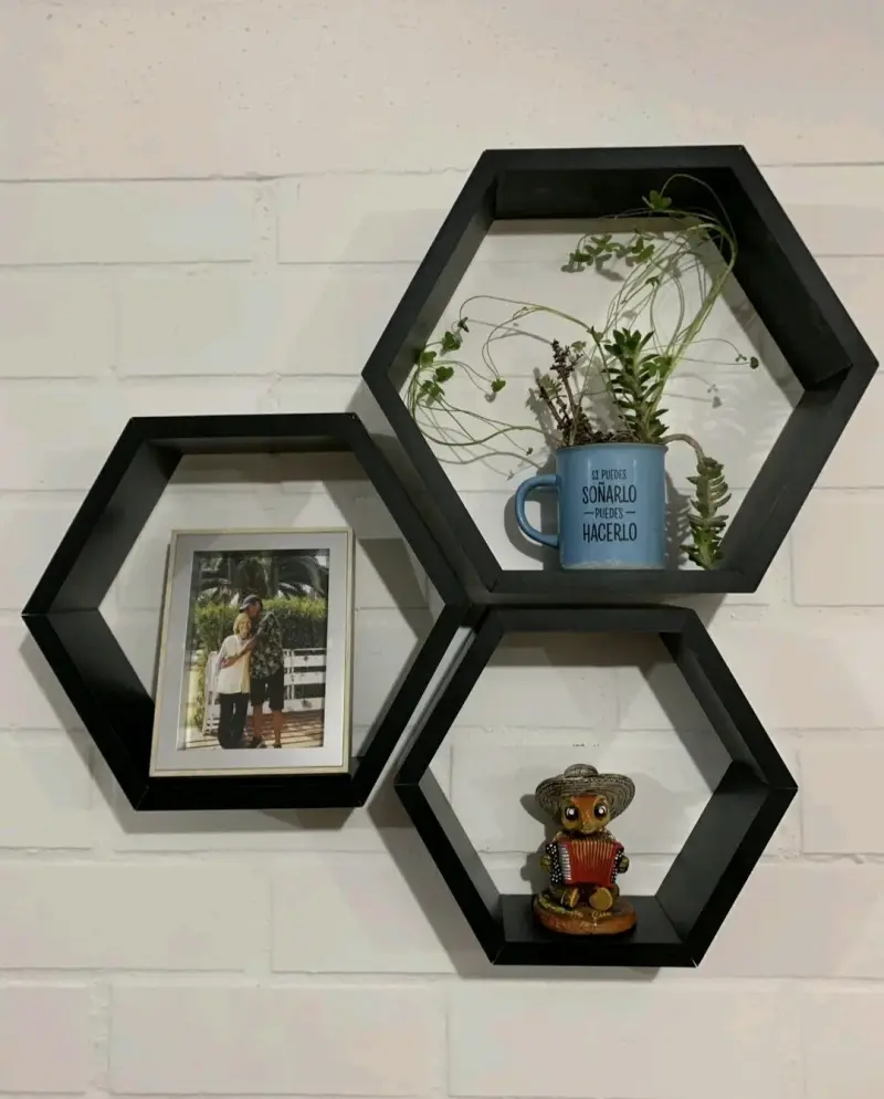 Estante hexagonal triple negro - 1