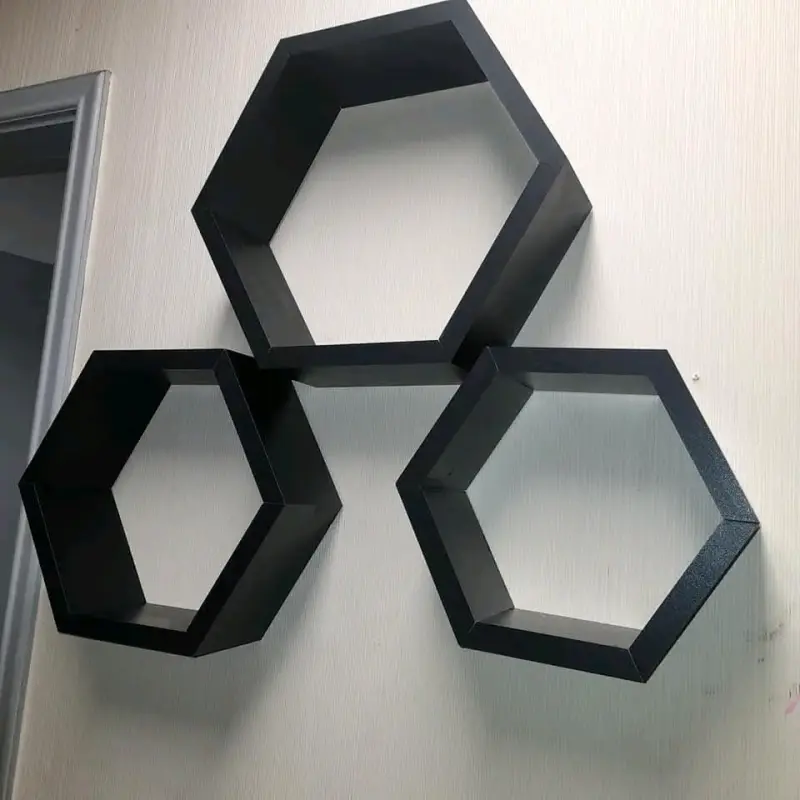 Estante hexagonal triple negro - 4