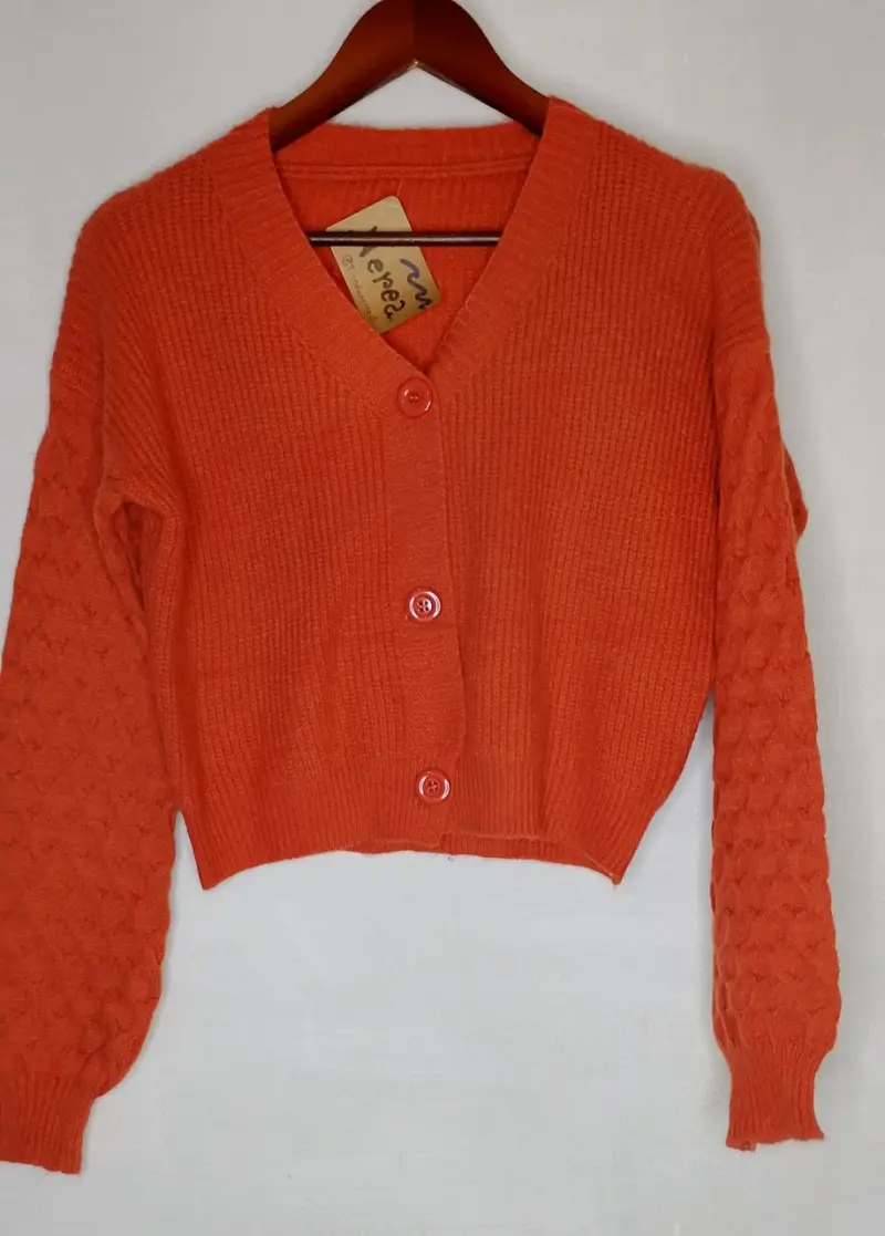 Cardigan tejido naranja