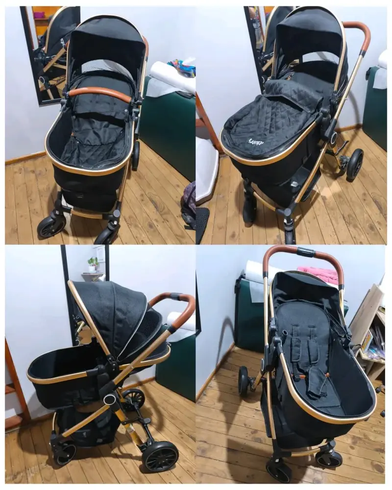 Coche de bebé negro ajustable - 1