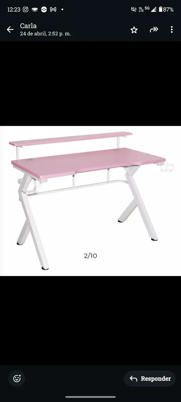 Escritorio rosa moderno grande