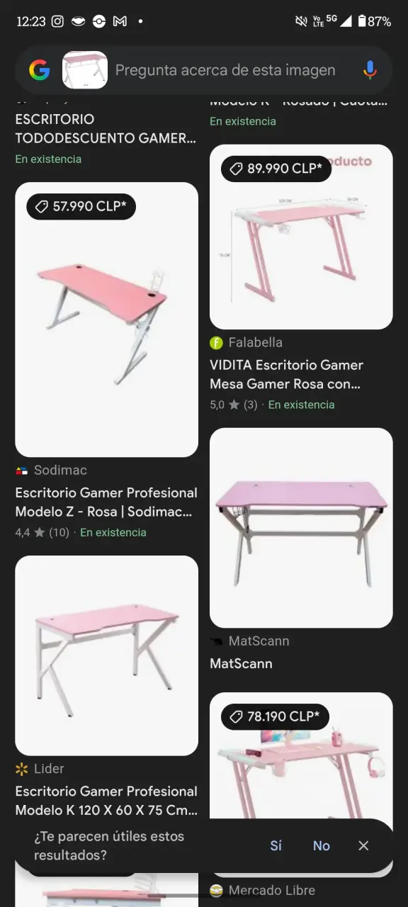 Escritorio rosa moderno grande - 3