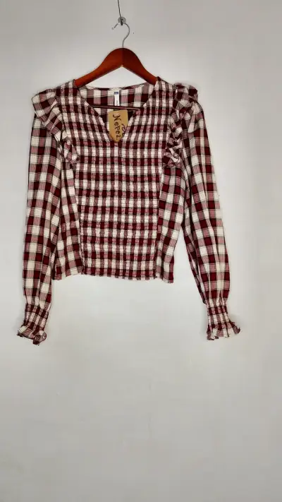 Blusa a cuadros roja y blanca - miniatura 1