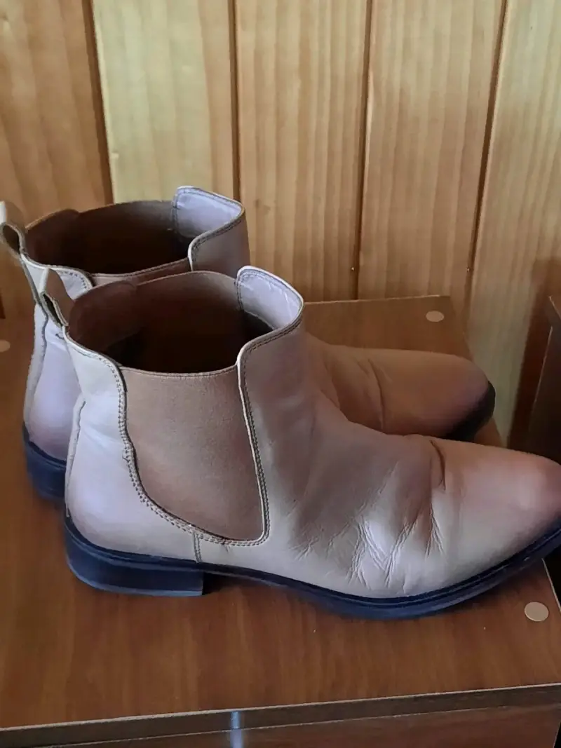 Botines de cuero beige - 2