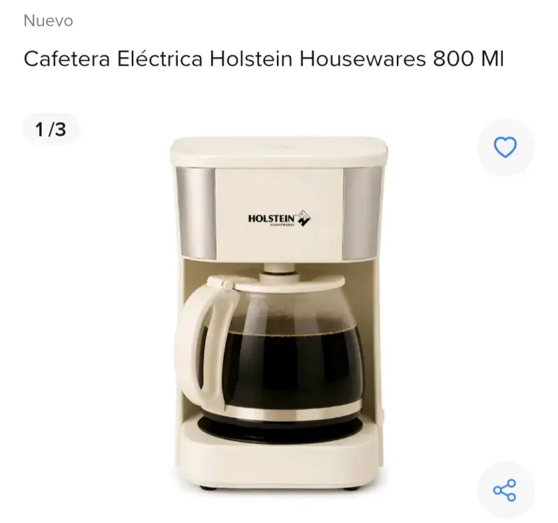 Cafetera Eléctrica Holstein 800ml - 1